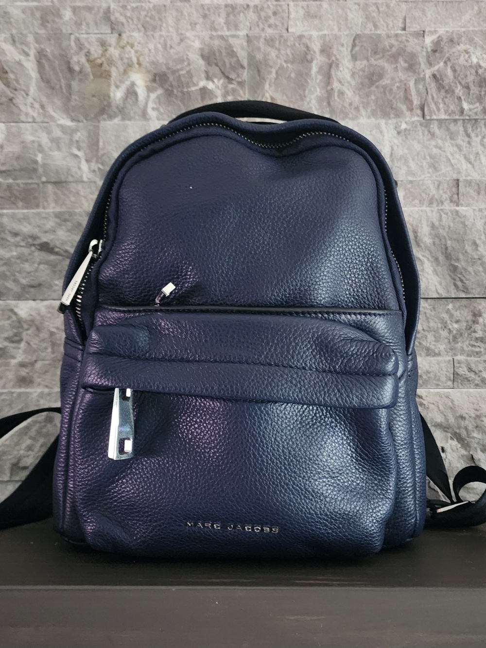 Marc Jacobs Navy Pebbled Leather Mini Backpack